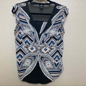 Mossimo Aztec Sleeveless Blouse Blue, Black, Cream